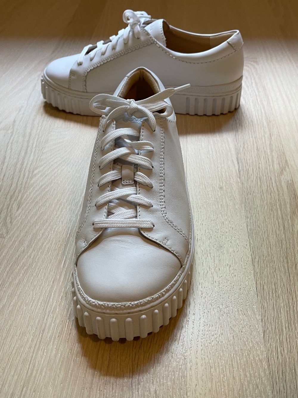 Clarks Mayhill Walk White Leather Platform Sneakers 8.5W